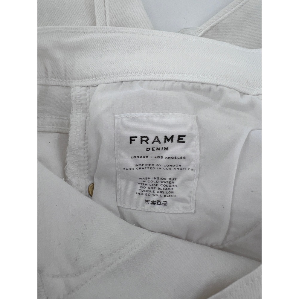 Frame Denim Le Garcon Crop White Slim Boyfriend Jeans Raw Hem Size 25 - Picture 5 of 5